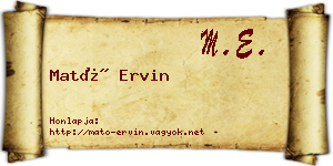Mató Ervin névjegykártya